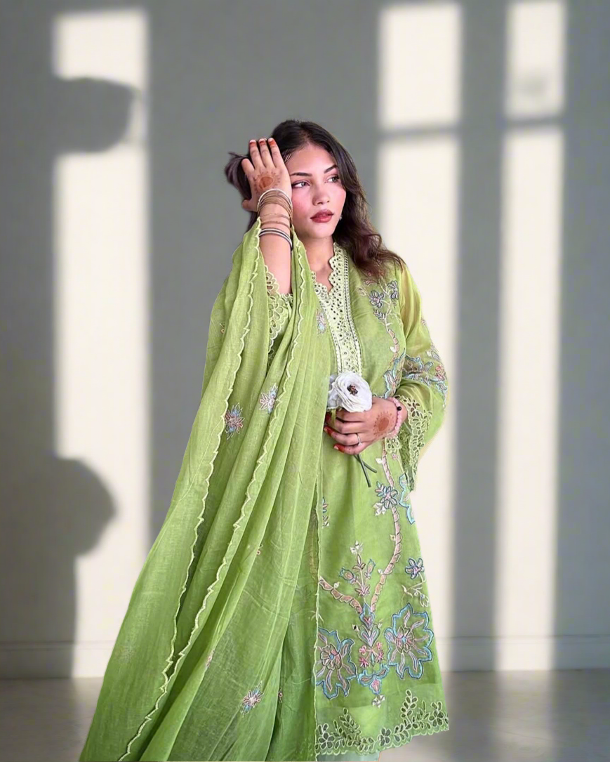 Pakistani cut work suit set