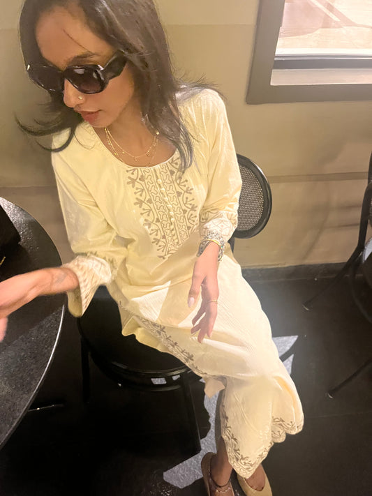 ✨ Nora Set - Ivory Kurta Set