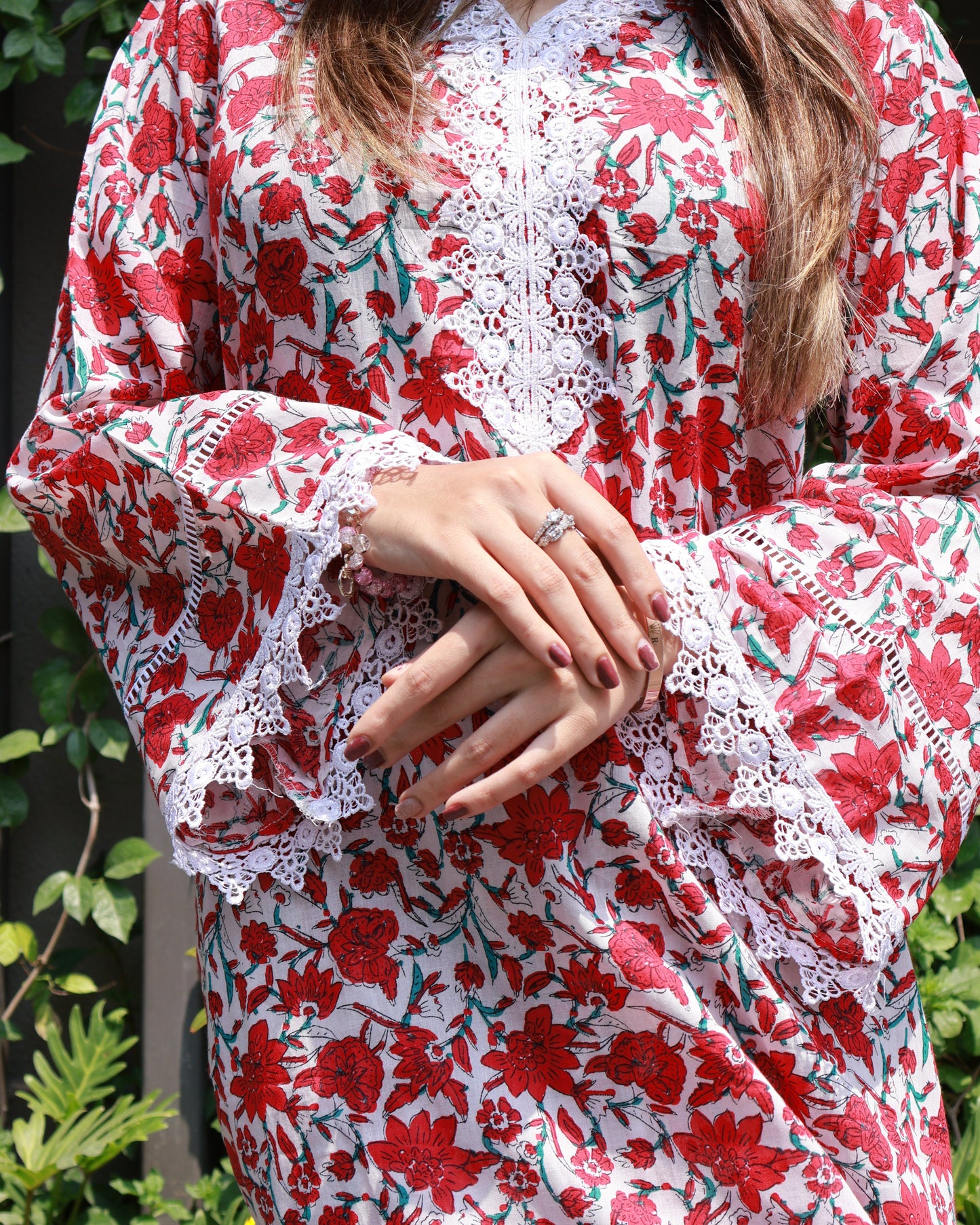 Elegant red printed kurta set for young professionals – perfect ethnic outfit for Raksha Bandhan or work events by Begum's