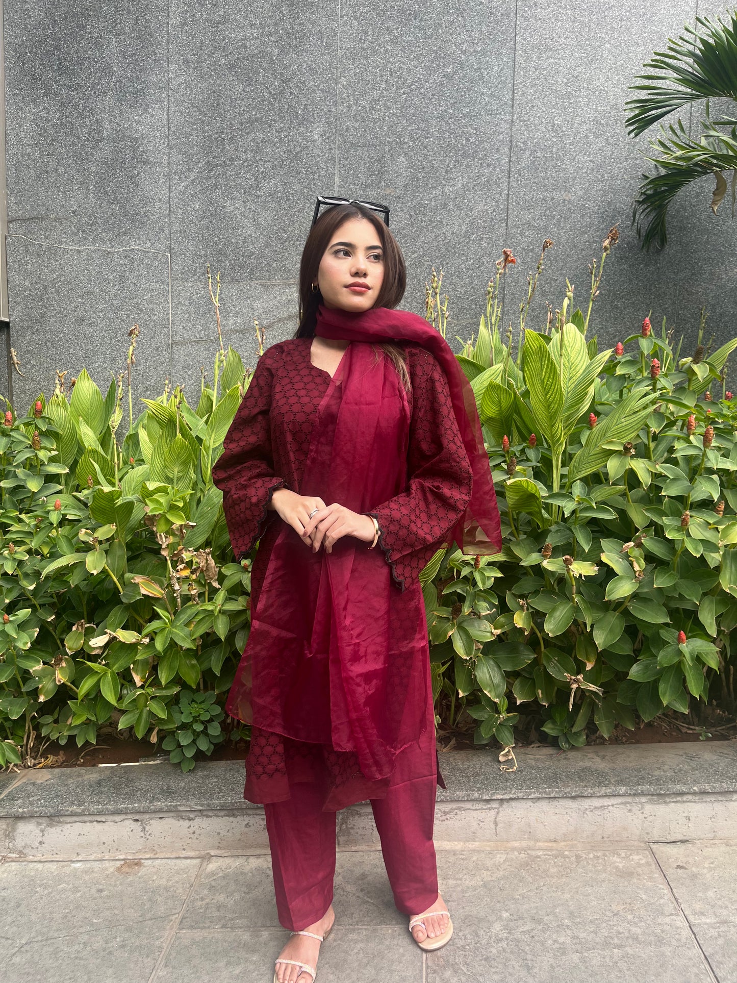 Surkh by BEGUM’S - cut work suit set