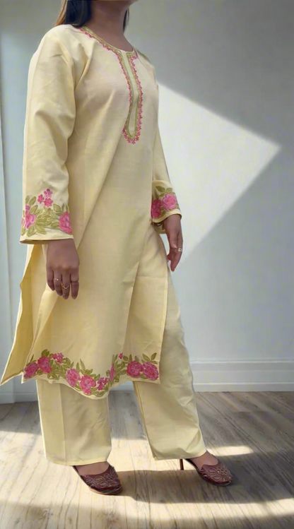 Zard - Butter Yellow Embroidered Kurta Set