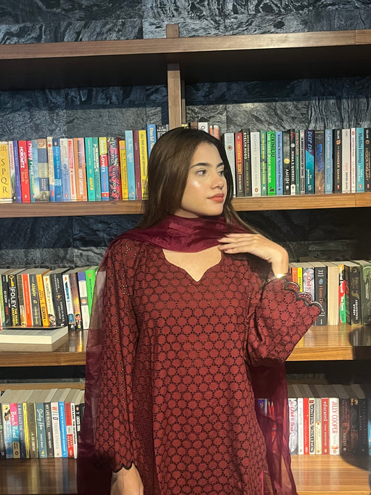 Surkh by BEGUM’S - cut work suit set