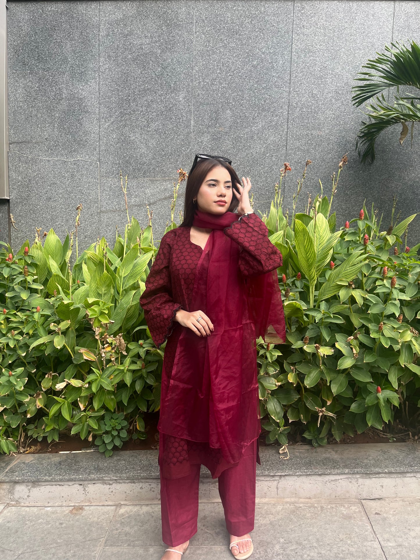 Surkh by BEGUM’S - cut work suit set